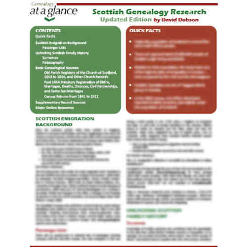 Genealogy at a Glance: Scottish Genealogy Research. Updated Edition