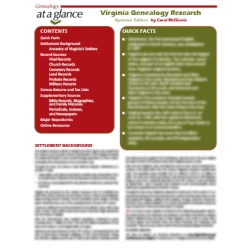 Genealogy at a Glance: Virginia Genealogy Research. Updated Edition