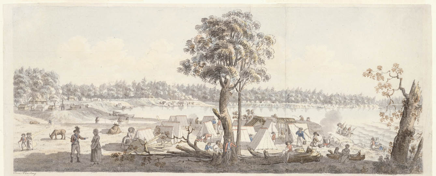 Encampment of the Loyalists at Johnstown by James Peachey, ca. 1784-1790