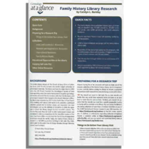 Genealogy at a Glance: Family History Library Research