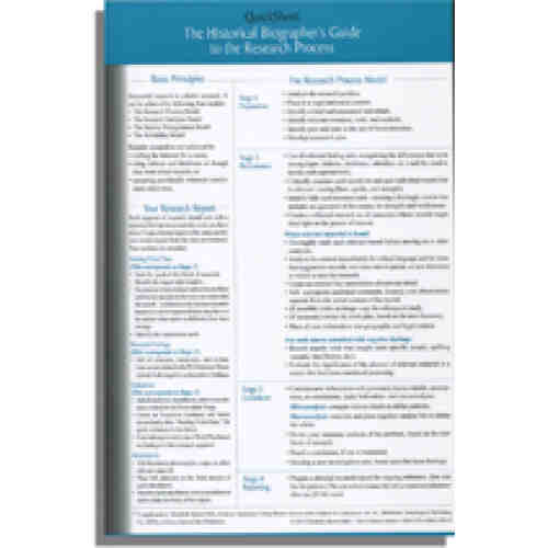 QuickSheet: The Historical Biographer's Guide to the Research Process