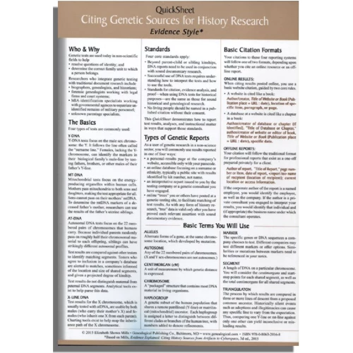QuickSheet: Citing Genetic Sources for History Research Evidence ! Style