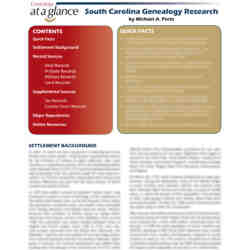 Genealogy at a Glance: South Carolina Genealogy Research