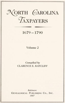 North Carolina Taxpayers, 1679-1790. Volume 2
