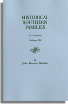 Historical Southern Families. Volume III