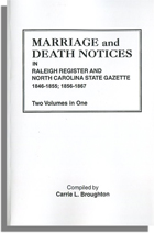 Marriage and Death Notices in "Raleigh Register and North Carolina State Gazette," 1846-1867
