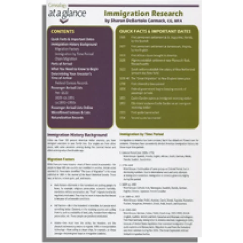 Genealogy at a Glance: Immigration Research